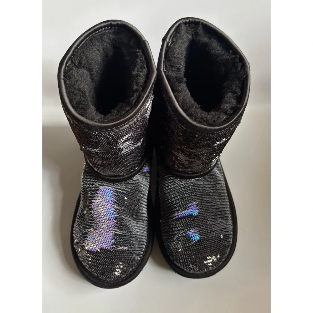 UGG Kids Black and Purple Sequin Boots - Picture 4 of 10